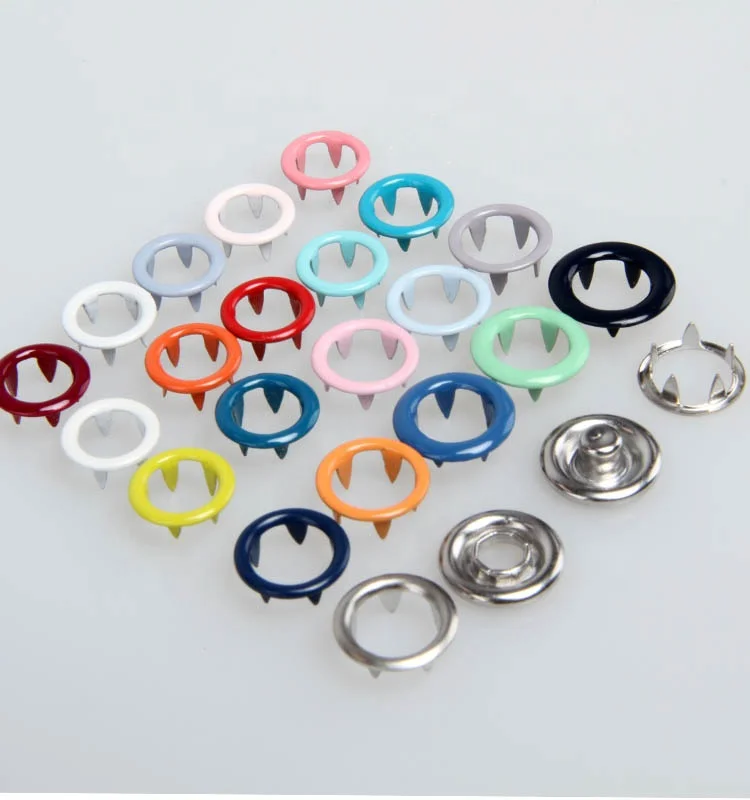 
custom 4 part 15mm silver enamel metal ring prong snap button for baby clothes 