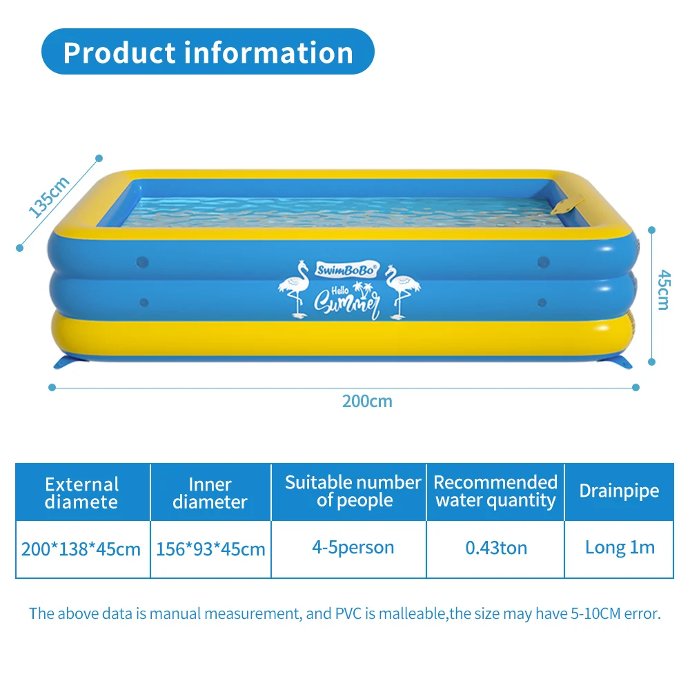 Swimbobo Good Quality Baby Leisure Inflatable Swimming Pool Kids PVC Swim Pools Family Accessories For Summer Outdoor