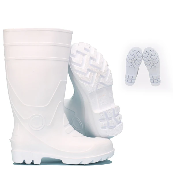 unisex cheap white custom work anti-slip safety shoes wellington white pvc rain boots gum boots for foods