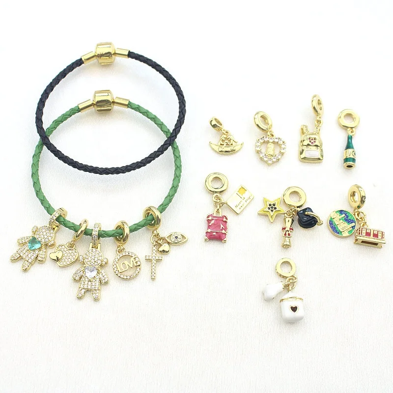 CH-LHB0461 Lovely CZ Boy Girl Pendant Gold Plated Heart Pendant Plated CZ Mama Connector Charms Mother Day Heart Charm Wholesale