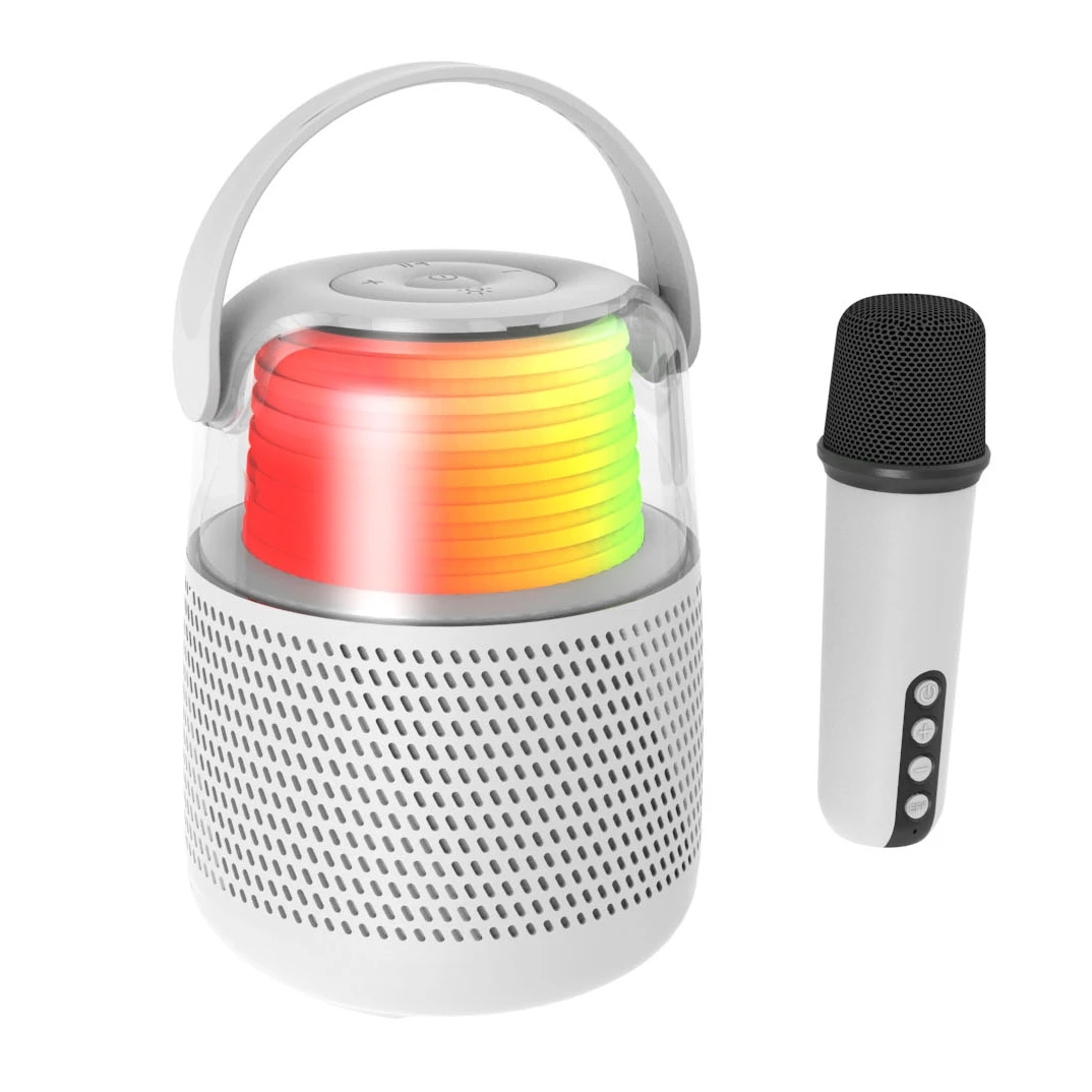Led mini karaoke speaker with mic and bluetooth for party and home as the gift for kids