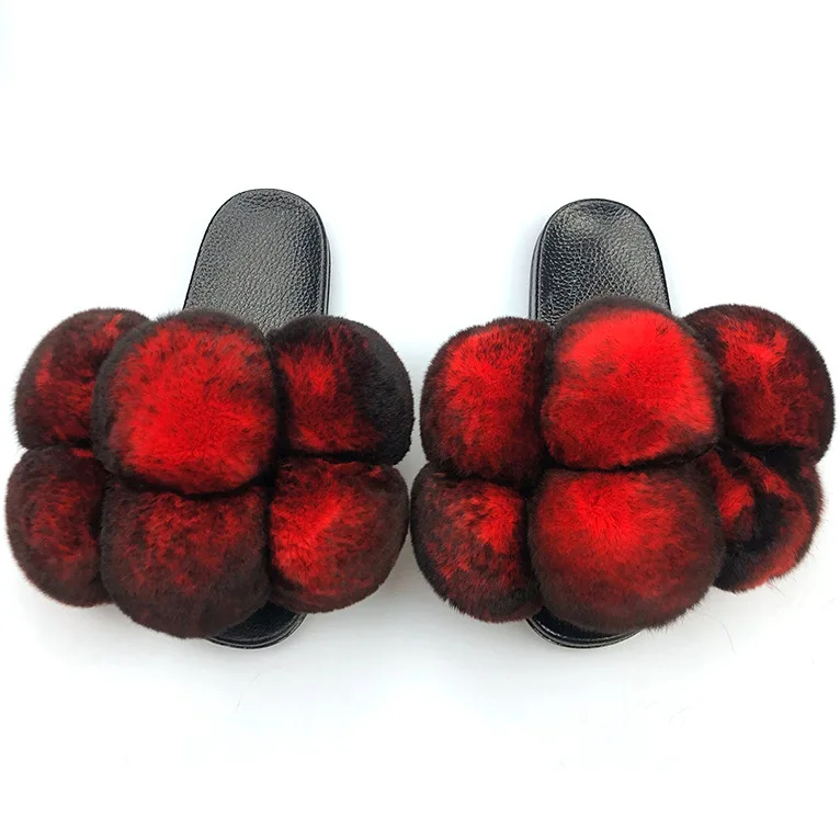 2021 Popular selling high quality beautiful warm furry slippers for women