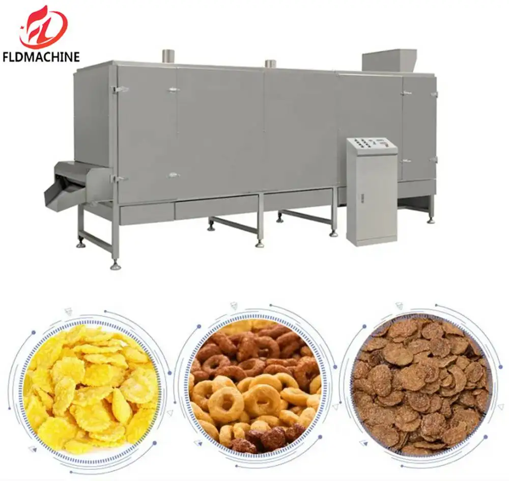 High Productivity Automatic Extruder Production Line for Breakfast Cereals & Corn Flakes Snack Food for Manufacturing Plants