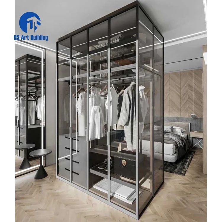 DS Minimalist Wardrobe Aluminium Glass Door Designs Aluminium Wardrobe Bedroom Furniture Section