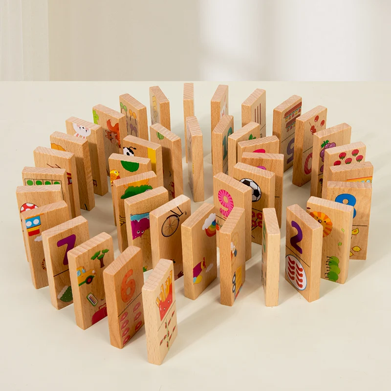 2024 new wooden Domino digital building blocks puzzle game Montessori early educational interact toys For children boys girls
