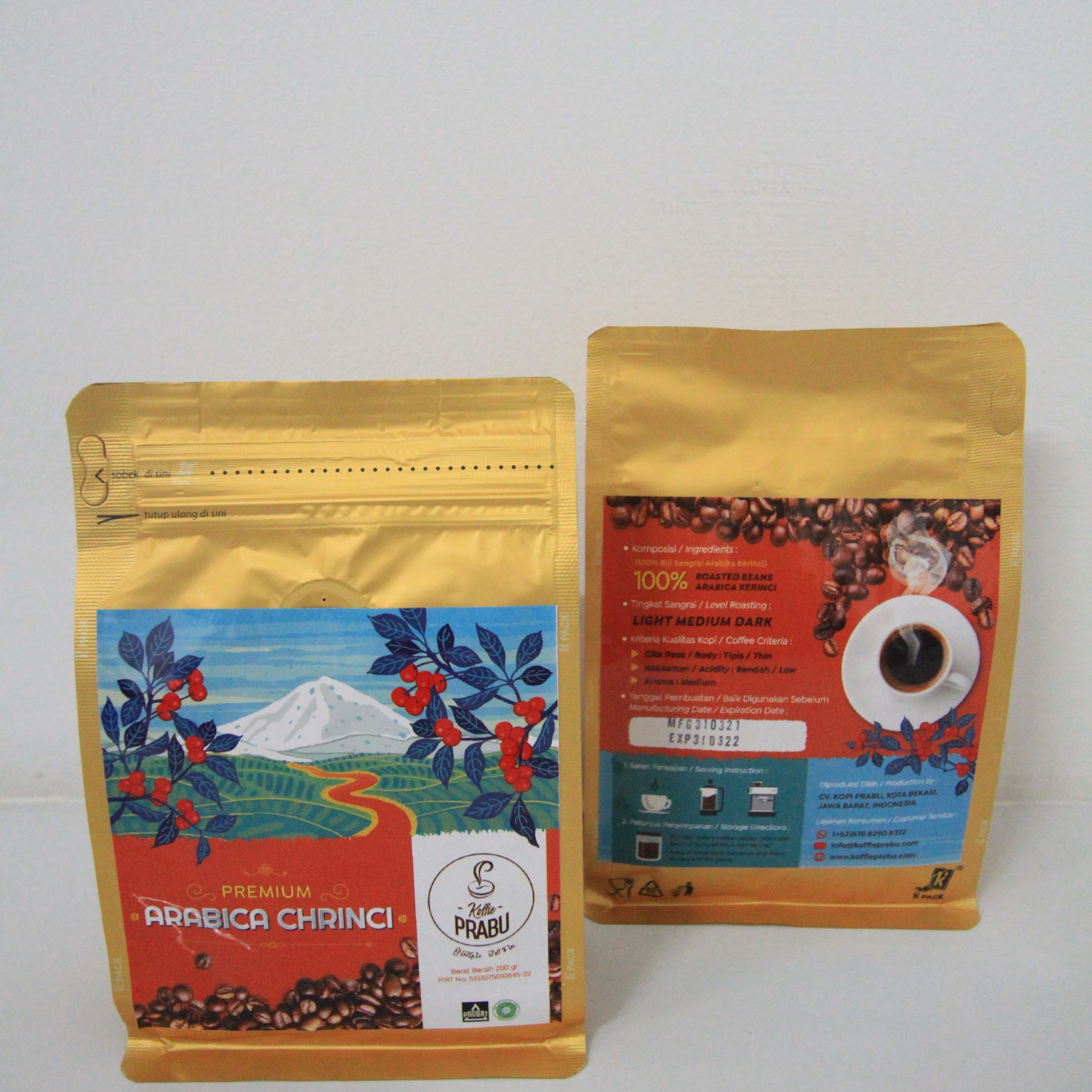 Жареные кофейные зерна, хит продаж, Премиум Арабика хрочи от Koffie Prabu