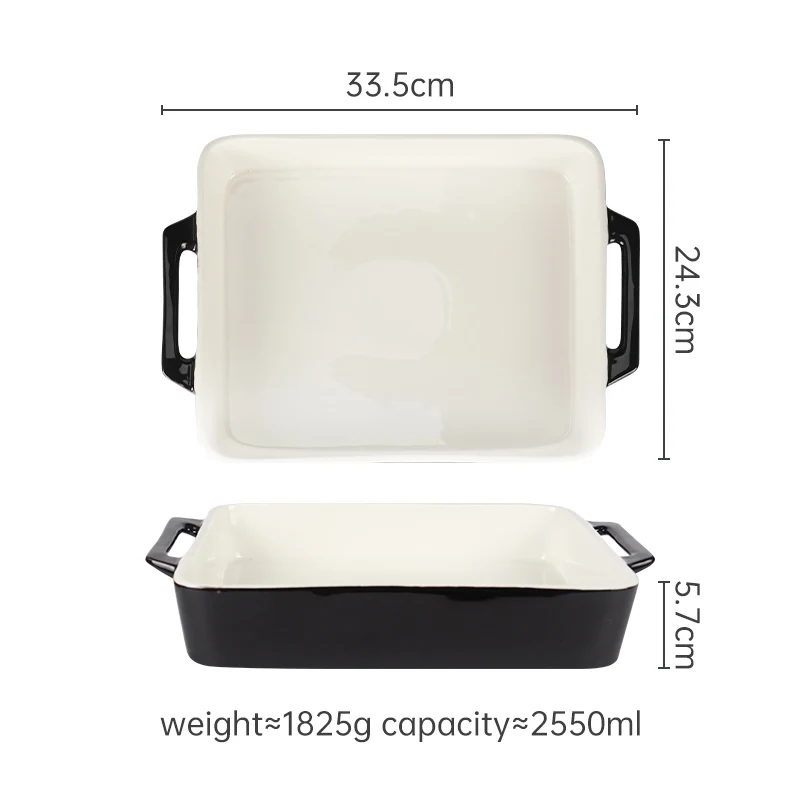 Custom Kitchen Bakeware Set Rectangular Casserole Stoneware Baking Tray Oven Ceramic Baking Dishes