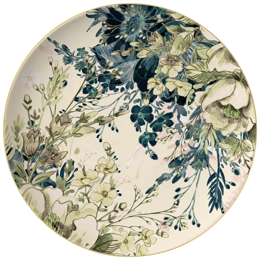 Wedding tableware ceramic fine bone china charger plates and plate set gold rim dinnerware sets