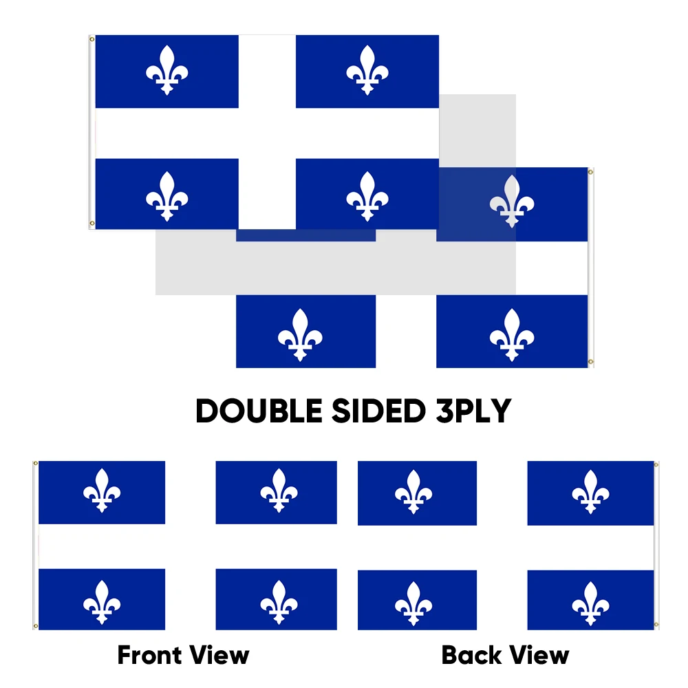Wholesale 3x5ft Quebec flags 68D/100D polyester Customize all nations rapid shipping Reliable supplier  fast delivery