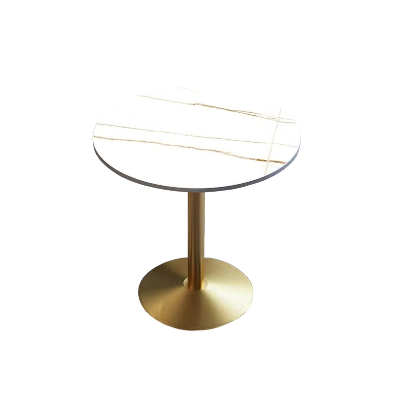 factory outlet round table /chair Modern Design household balcony / cafe table Popular sintered stone  top gold steel