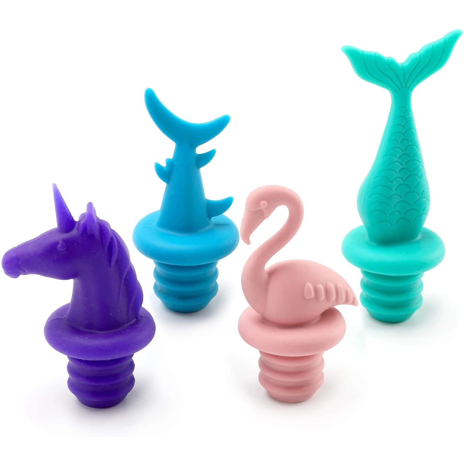 Силиконовая пробка для бутылки с единорогом, фламинго, акулой, русалочкой