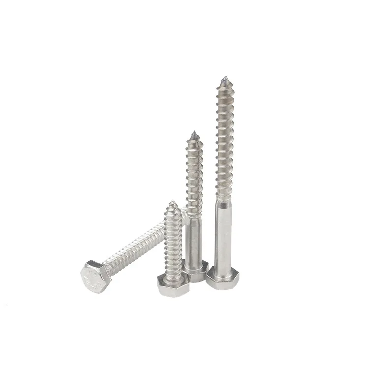 04 Stainless Steel Hexagonal Wood Screws with External Hex Drive and Sharp Point