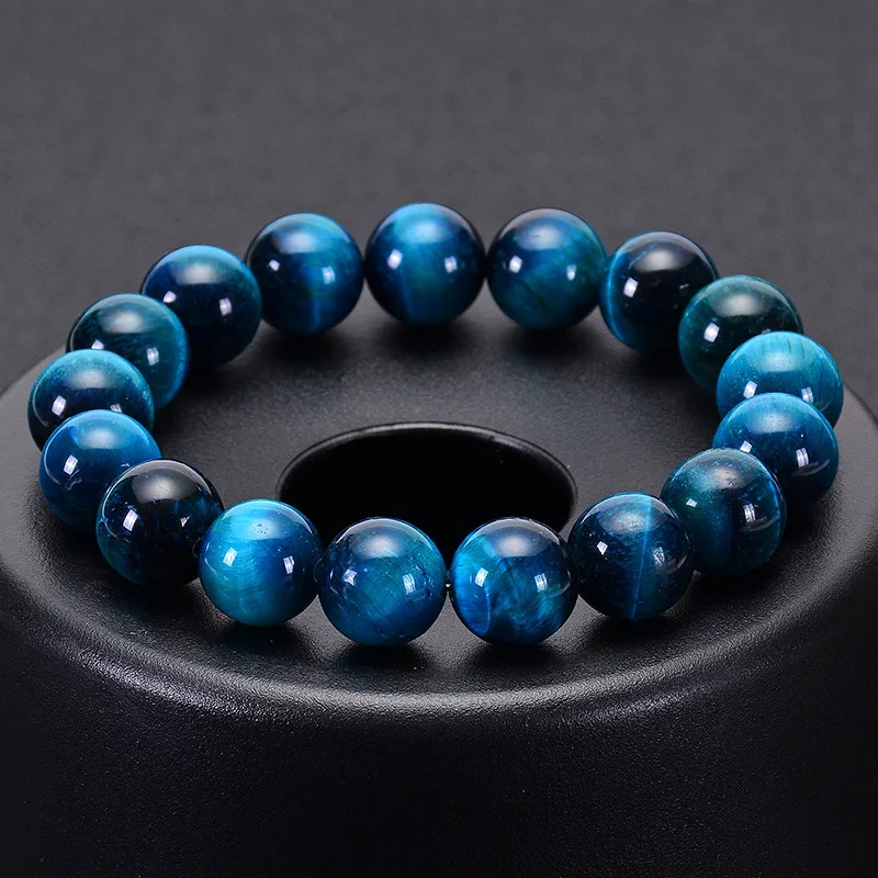 High Quality  Nature Stone Blue Tiger Eye Jade Bead Bracelet For Men Women