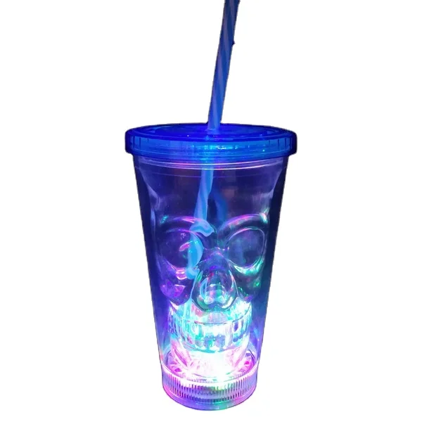 High Quality 16oz LED flashing double wall halloween tumbler