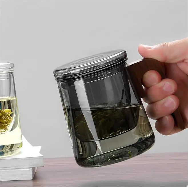 2022 Manufacturers wholesale Japanese-style heat-resistant wood separates office cups and tea and walnut filters to make tea mug