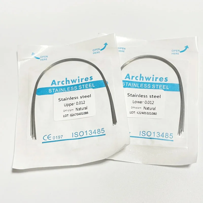 10pcs/pack Dental Orthodontic Stainless Steel Round/Rectangular Wire Natural Form Dentist Material Dental Arch Wire