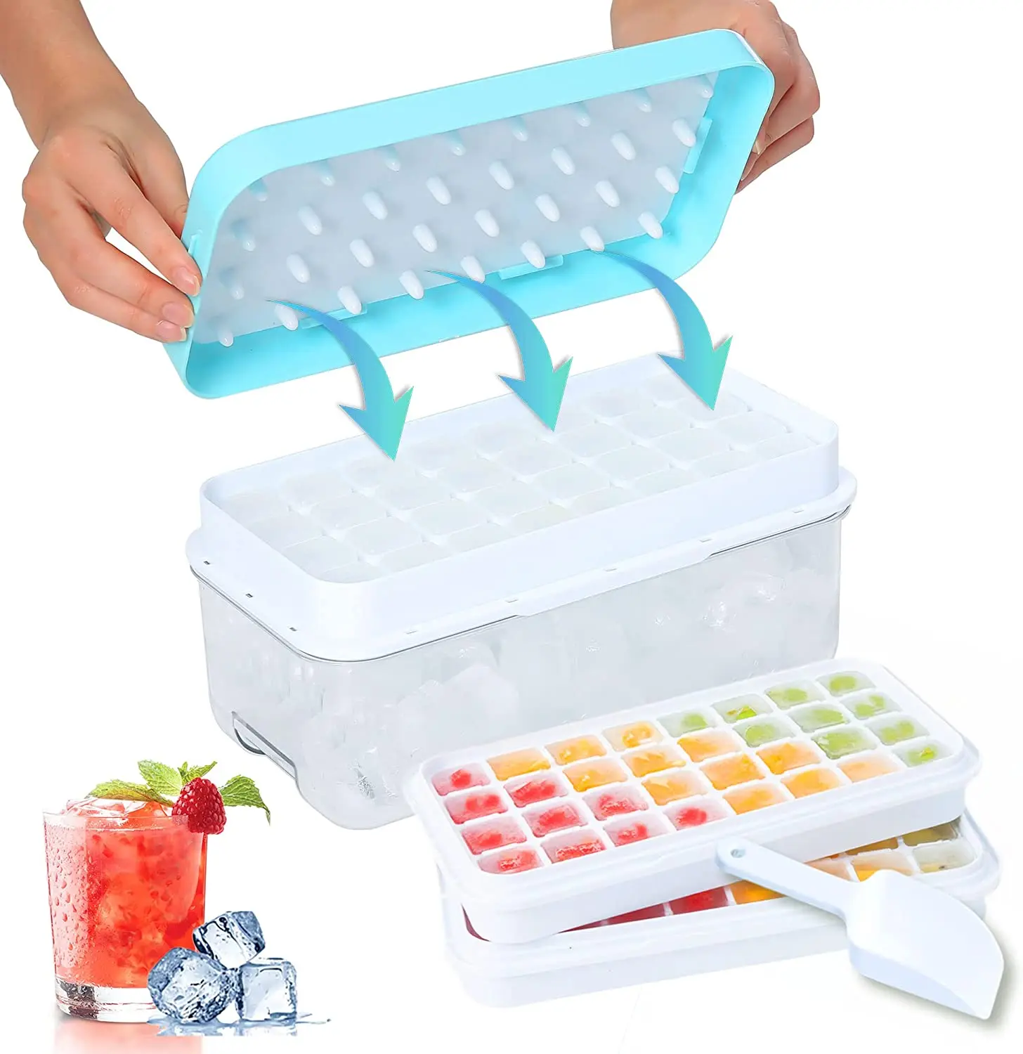 Whisky Cocktail Summer food grade reusable durable ice maker quick demould square ice lattice Ice Cube Tray