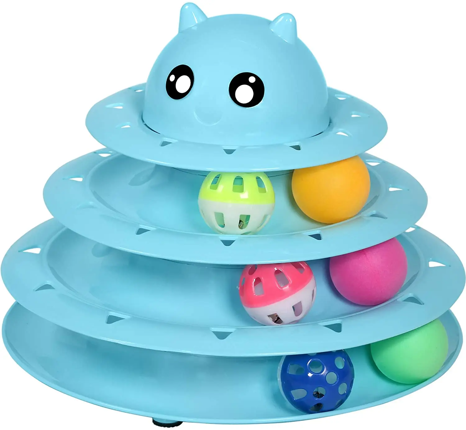 Roller 3 Level Tower Tracks Roller Kitten teasing ball Interactive smart Pet Happy Turntable Cat Toys With Three Colorful Ball