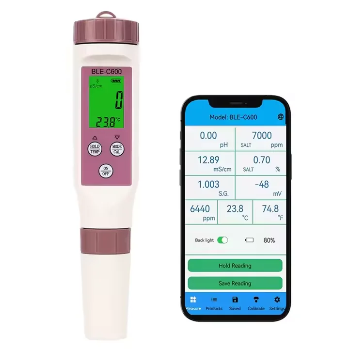 Blue Tooth Wireless pH Sensor With App 7 IN 1 PH/TEMP/SALINITY/TDS/EC/ORP/S.G. for Hydroponics