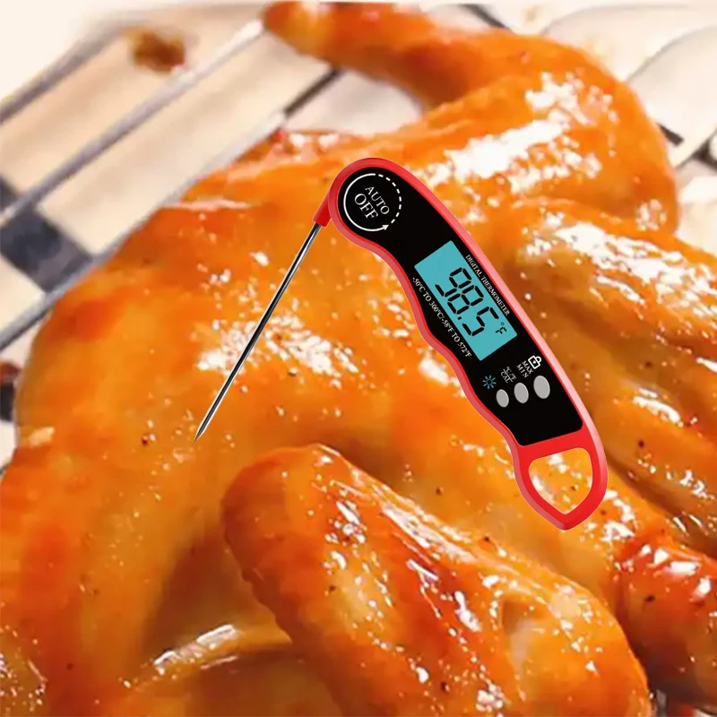Большой ЖК-дисплей быстрый отклик быстрое считывание вращающийся на 180 ° зонд металлический пищевой термометр для барбекю гриль мясо выпечка домашнее хозяйство