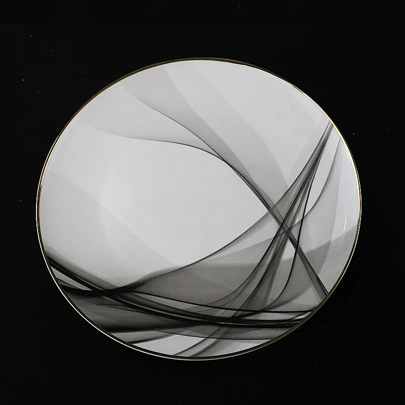 Ink style dinner plate OEM porcelain plate wholesale porcelain dinnerware plate for Russia Turkey