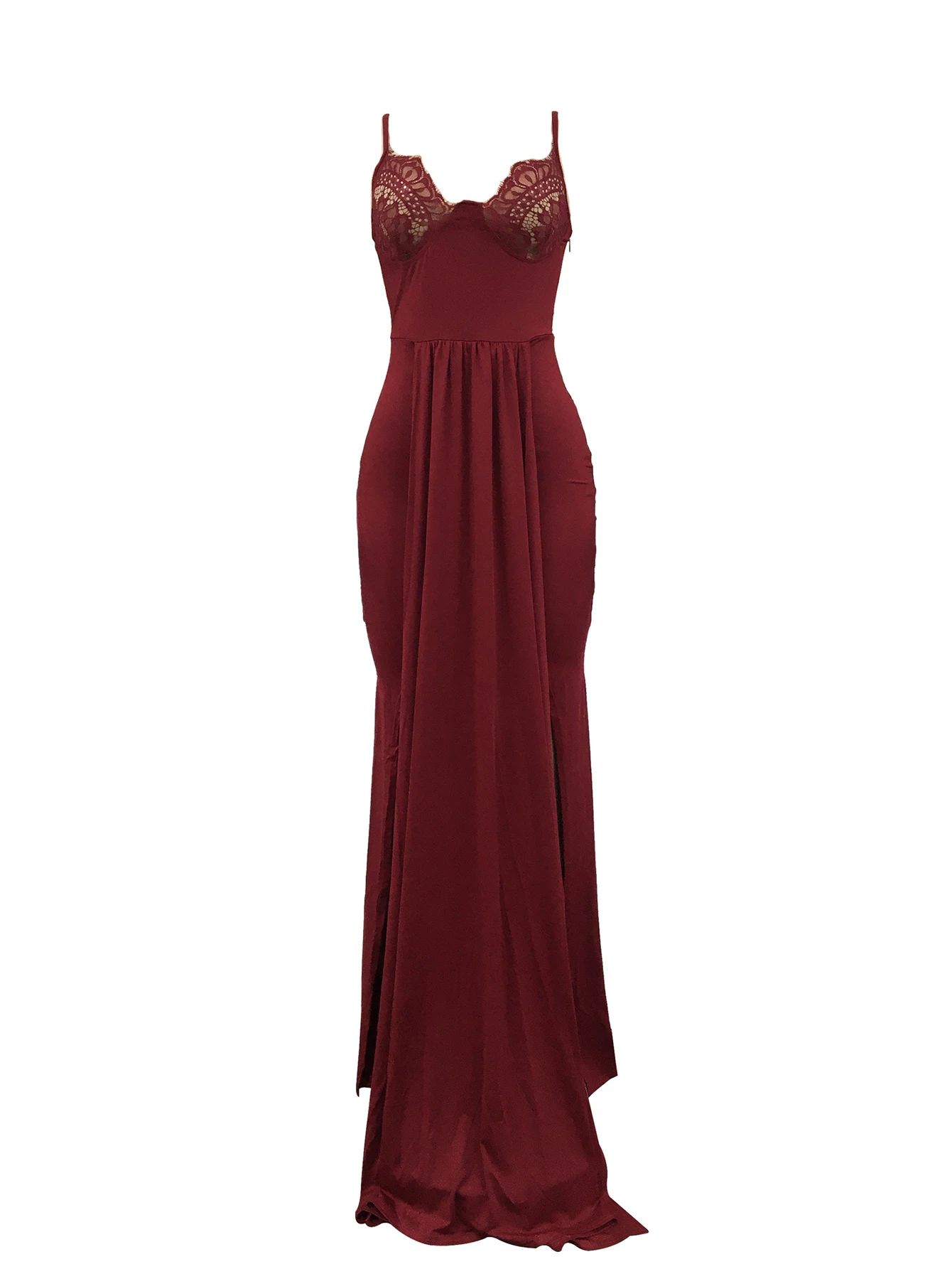 bridal gowns wedding dress Burgundy elegant sexy V-neck Elegant Sling strap backless irregular dress Birthday Outfit For Women