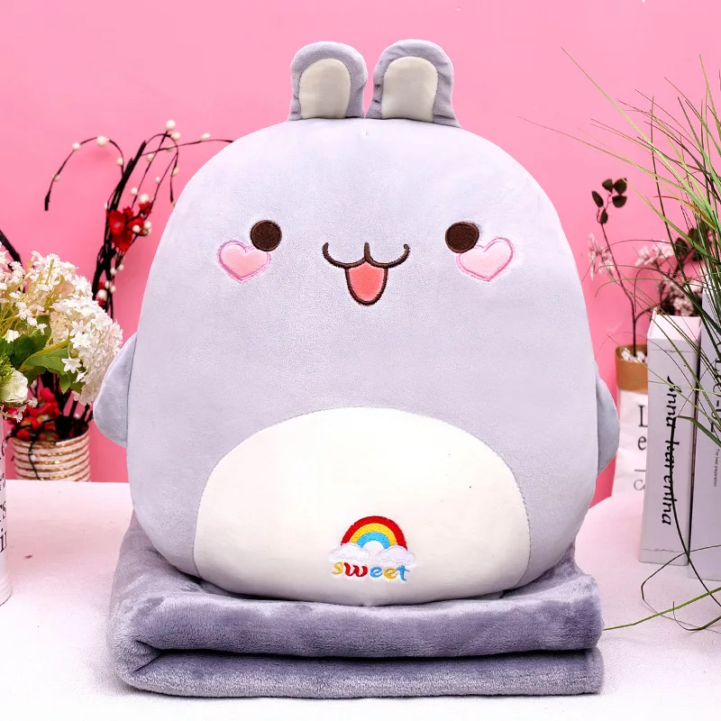 Kawaii New Fat Chicken Bear Rabbit Penguin Pig Dinosaur Plush Pillow Toys Soft Stuffed Animal Doll Chair Cushion with blanket