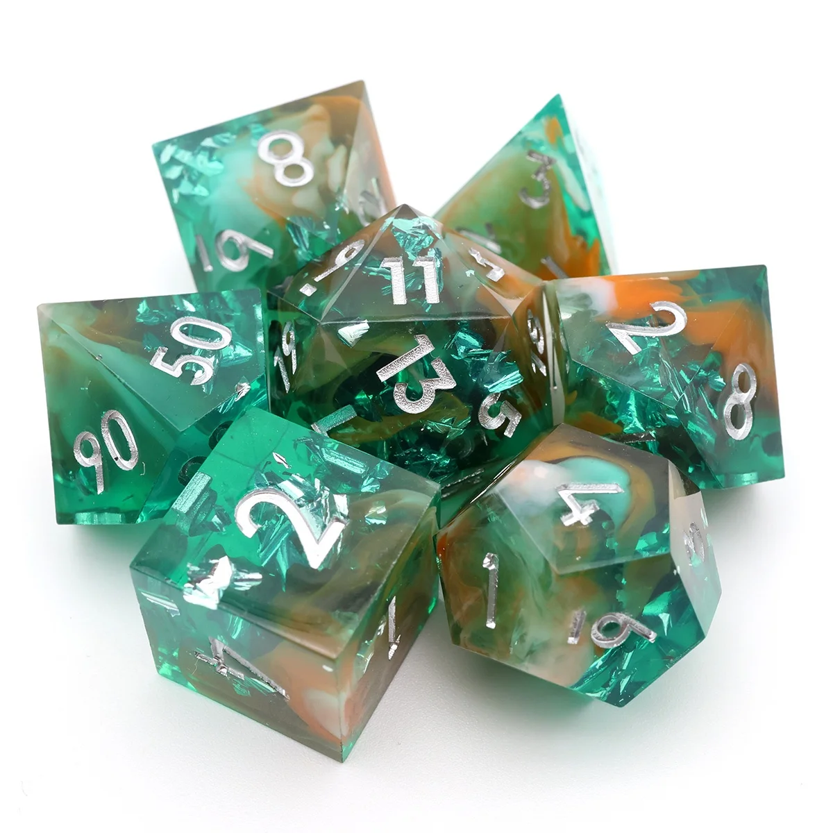 Sharp Edge Handmade Dice Set,Polyhedral Resin Role Playing DND Dice D4 D6 D8 D10 D12 D20 D100 for Tabletop Board Game Pathfinder