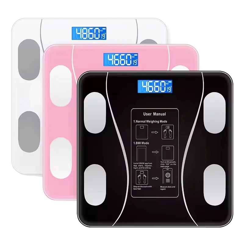 Top Digital Smart 180KG/390 Bathroom Personal Electronic Scale BMI Body Fat Function 4mm Tempered Glass Bluetooth Connectivity
