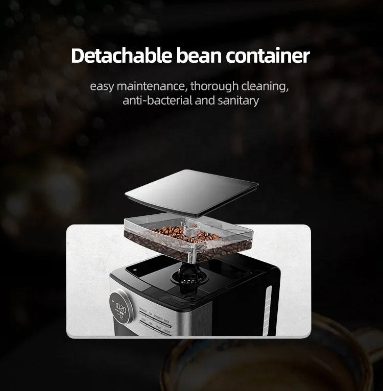 Programmable electric smart drip coffee maker with grinder
