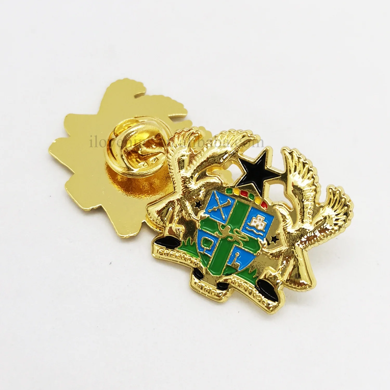 Ghana Coat Of Arm Gold Plating Zinc Alloy Metal Badges With safety pin on back