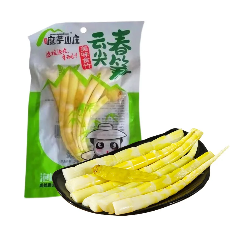 90g bamboo shoot tip small packaging with pickled pepper flavor fresh and crispy bamboo shoots ready to eat in open bags