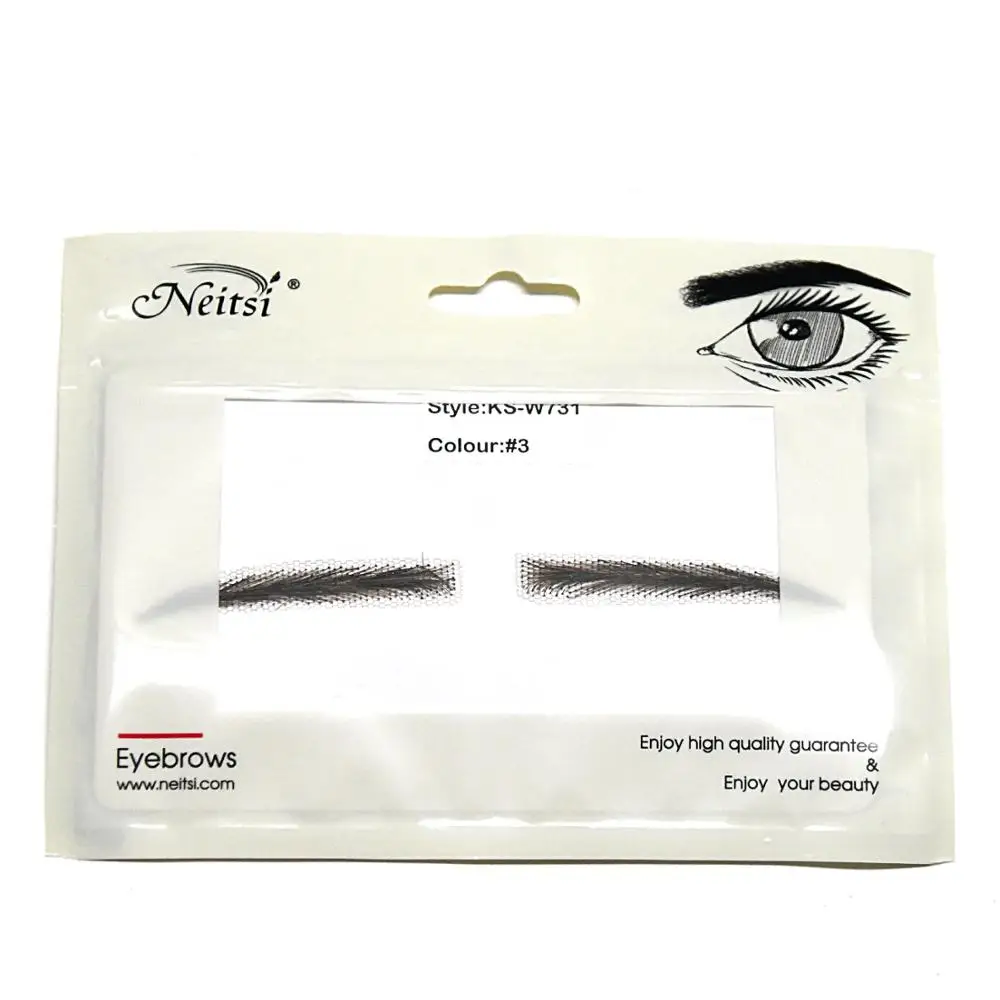 
Free Sample Neitsi One Pair Women Artificial Eyebrows 100% Handknoted Lace Eyebrows Human Hair Beauty Eyebrows W701#3 