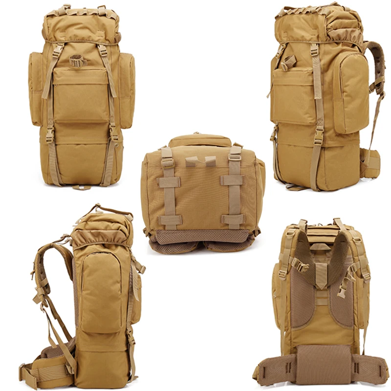 
Trekking Camouflage Oxford Camping Sports Travel Molle Rucksack Large Capacity Waterproof Military 70L Tactical Backpack 