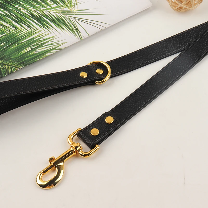 Black PU Leather Pet Cat Collar Softly Padded Waterproof Classic Vegan Genuine Leather Dog Collar and leader
