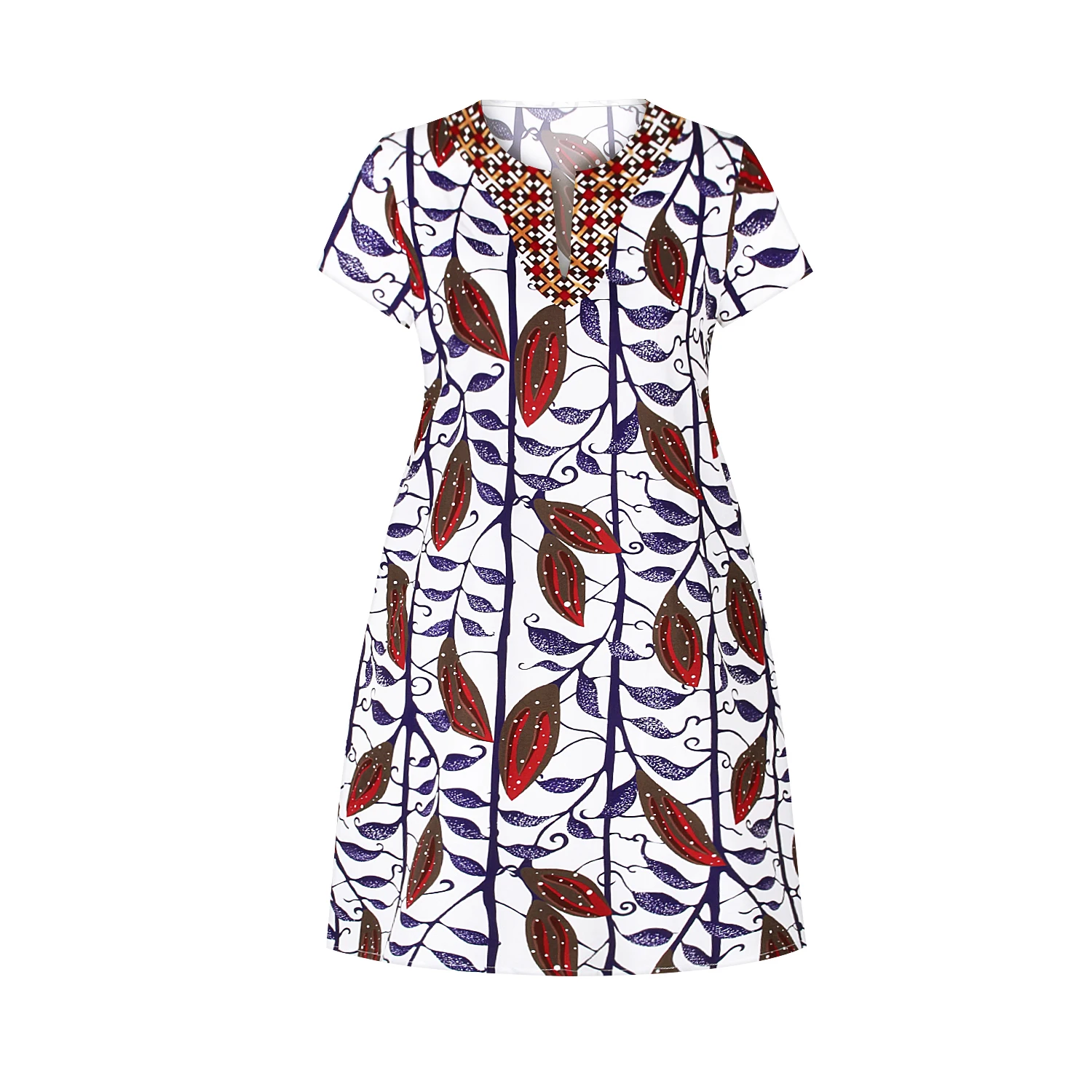 
Casual African Traditional Dress Dashiki Ankara Print Short Sleeve Summer African Dresses for Women 