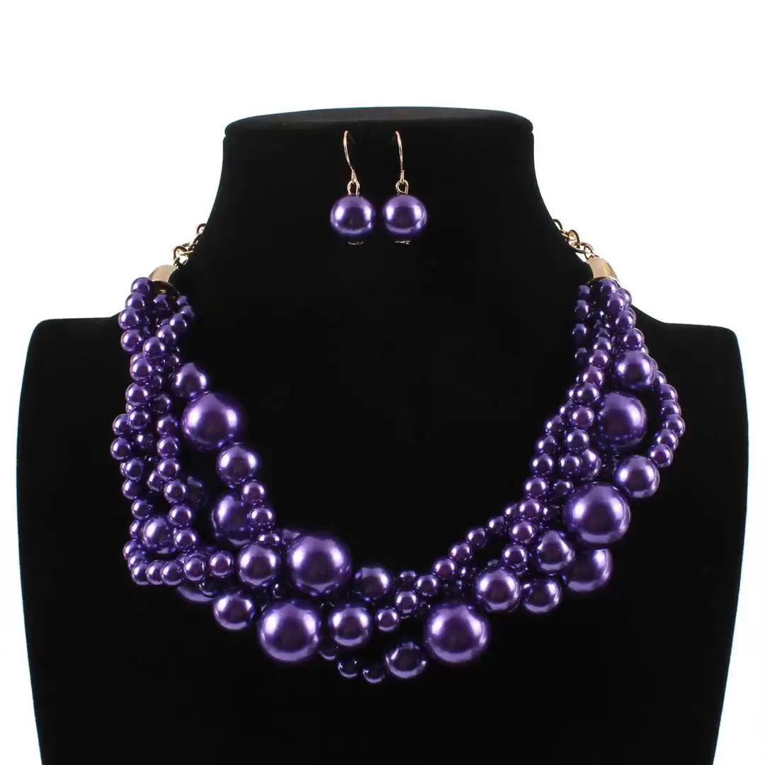 Pearl Necklace Earring Jewelry Set Available in Different Color Pearls Jewelry Accessory for Woman