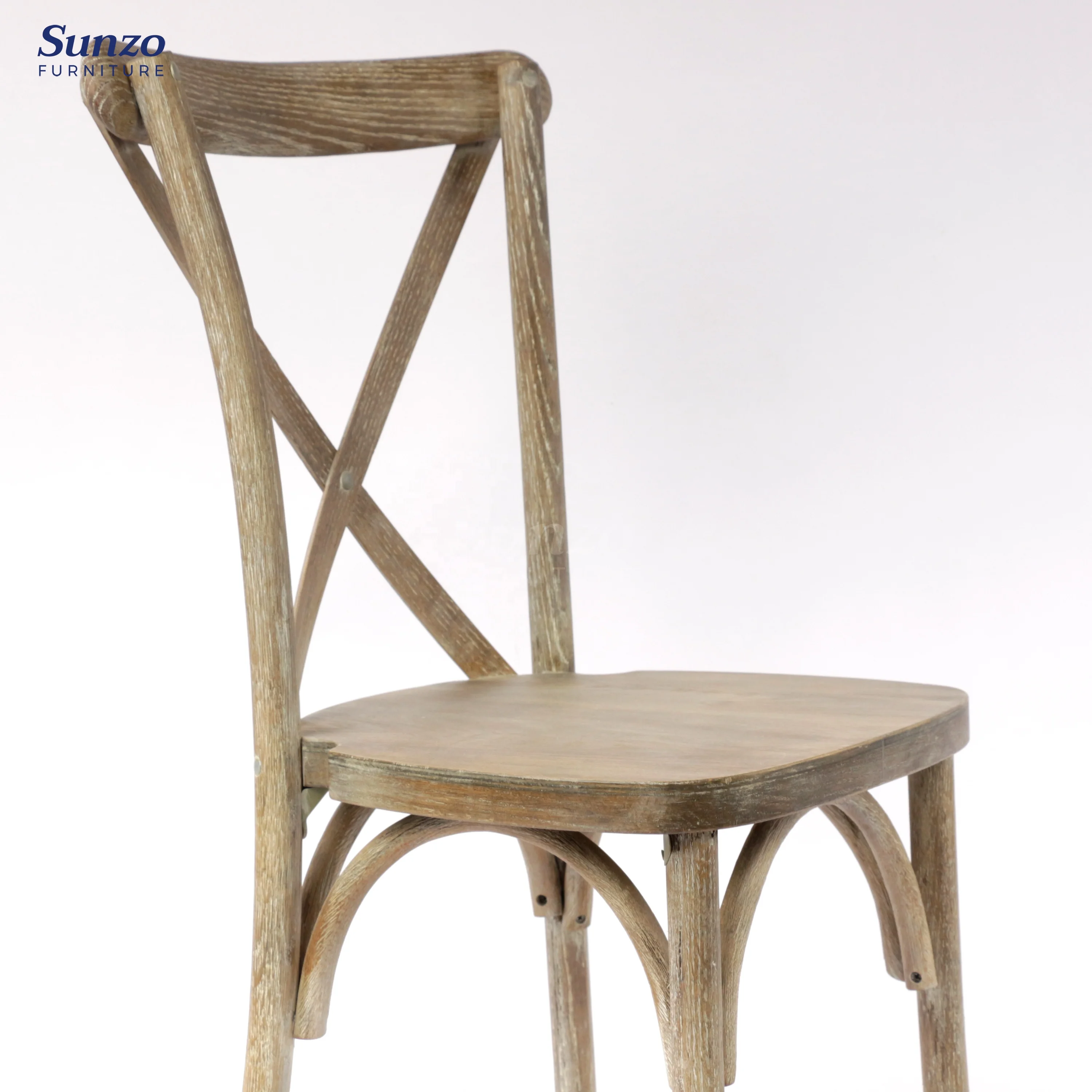 Sunzo Furniture Vintage X Crossback Chairs Stackable Wooden Wedding Dining Chairs