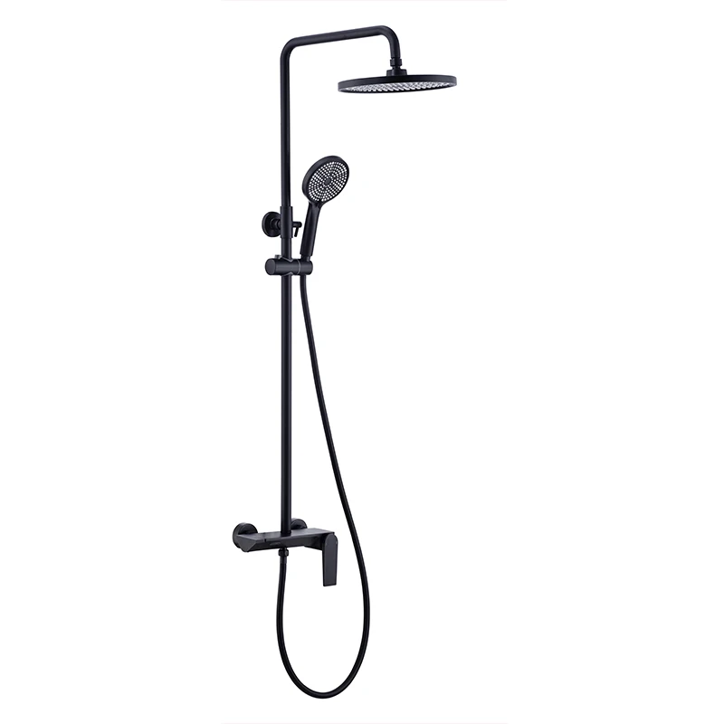 Matt black thermostatic shower system stainless steel 304 bathroom rain shower set mixer column
