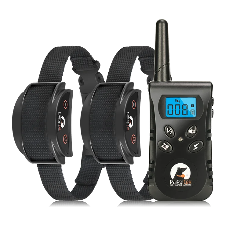 Designer and tactical prong dog training shock collar with remote control electric dog beeper e collar waterproof for 2 dogs