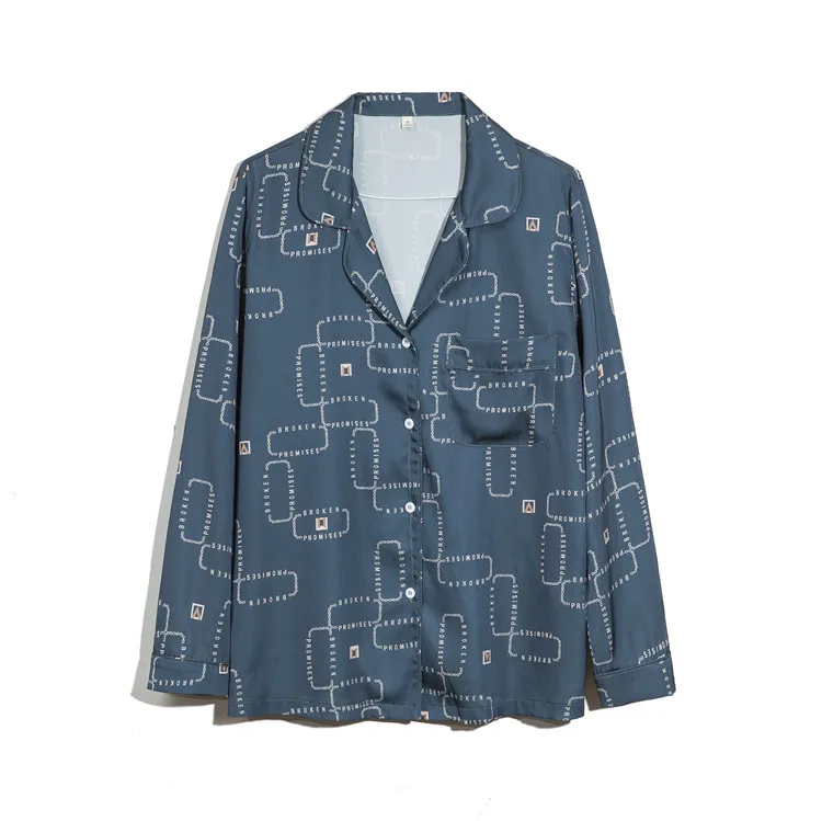 
Fashion Design Special Pattern 2 Piece Autumn Women Sleepwear Cotton Long Sleeve Pajamas Set 