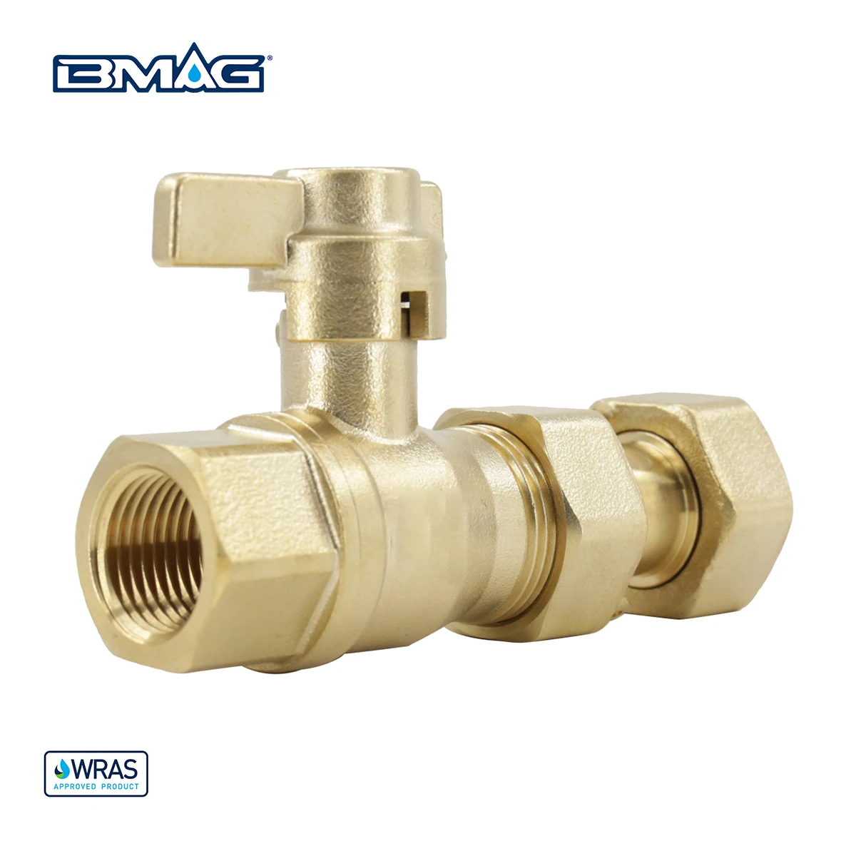 BMAG OEM & DOM DN15 PN16 Straight type Brass Lockable Ball Valve Water Meter Valve WIth Extension Part