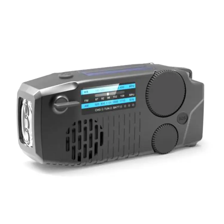 Wholesale price 2024 Dynamo Crank Flashlight Radio Led Flashlight Self Powered Radio With Hand Crank Phone Charger