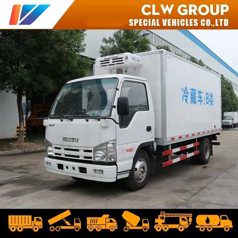 Japanese brand 5 Tons isuzu Freezer Truck 4.2 meters Fish Meat Transport Refrigerator Box Truck