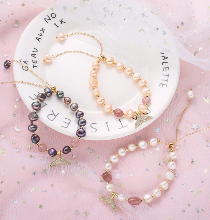 2021 Fashion Fish tail charms bracelet Natural bead  Bracelets Jewelry stone  Bracelet for Women