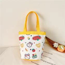 Wholesale small carrying canvas tote bag handbag office worker lunch box bag cartoon cute bucket small bento bag