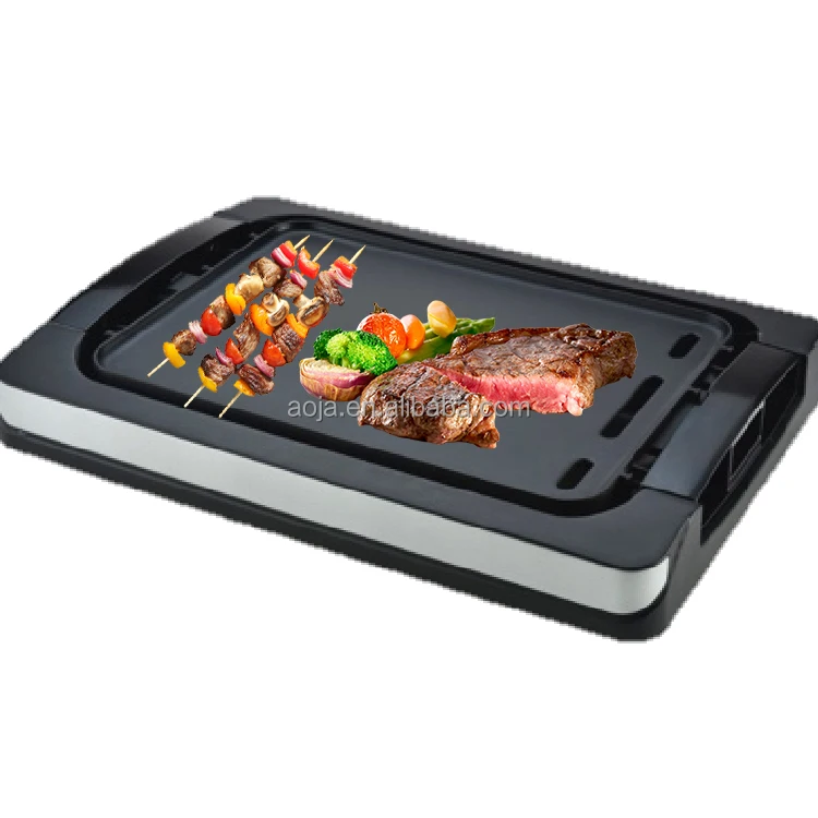 AOJA Electric Kitchen Appliance Luxury Reversible Grill for Fried Beef Squid Cast Iron Electric Plancha Smokeless BBQ Grill Pan