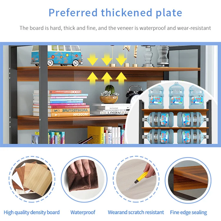 Custom Large Size Simple Design Muti-Layer Modern Wooden Bookcase Shelf Free Stand Bookshelf Storage Unit Storage Shelves