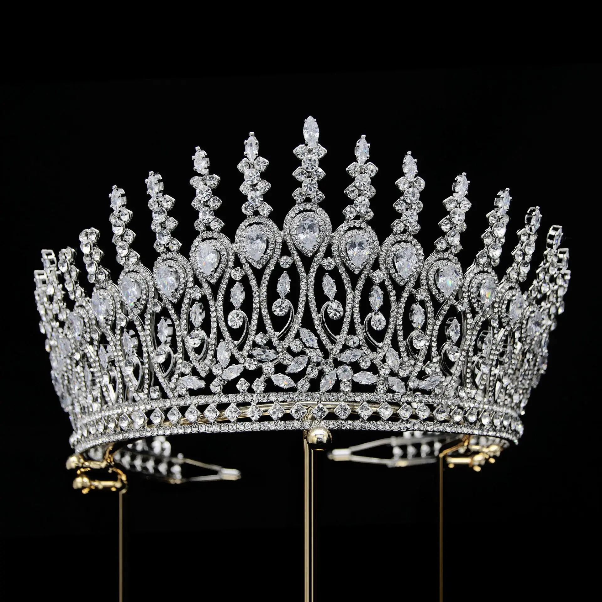 Oversized European American Korean bride Crown tiara Princess Crown wedding luxury design zircon bride tiara