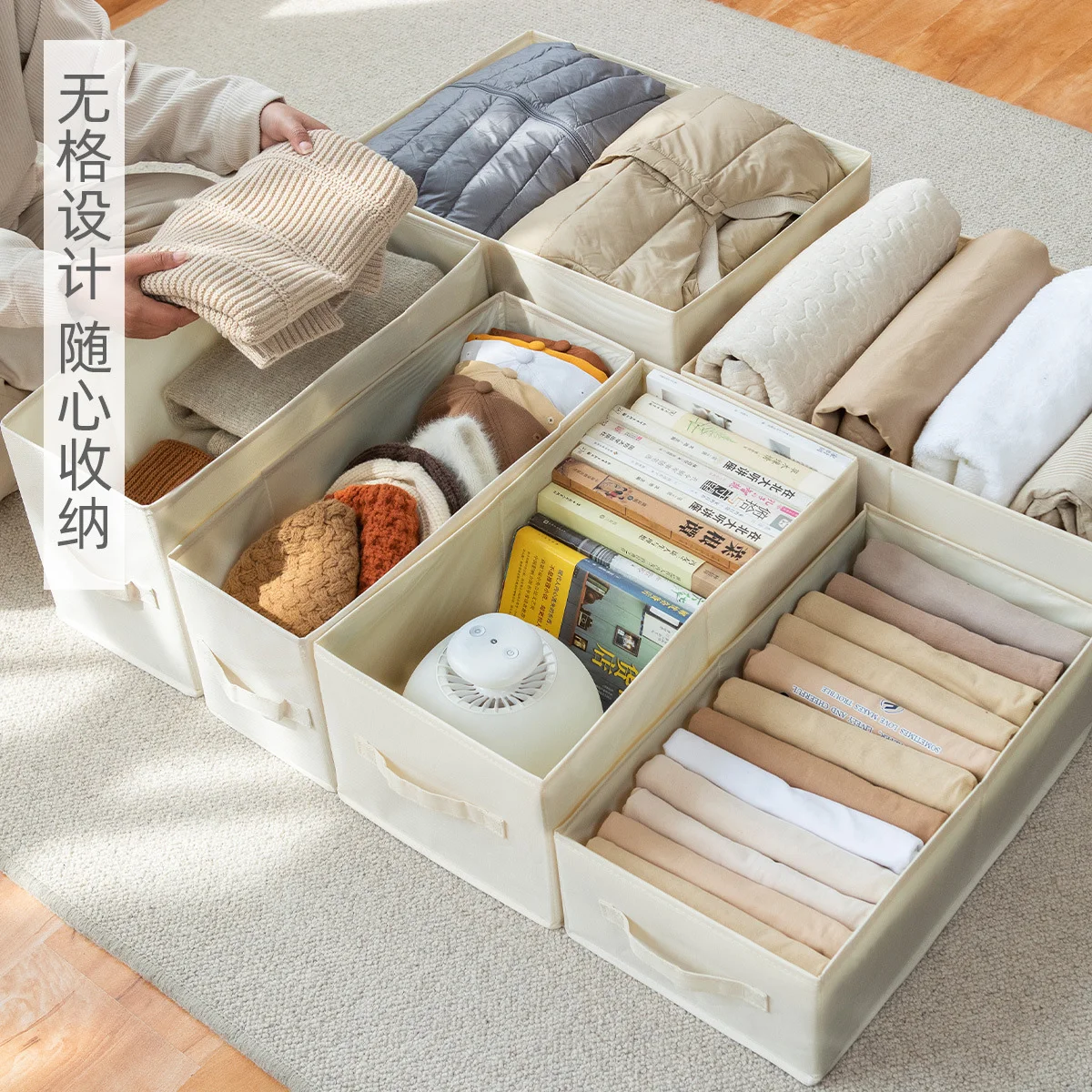 Customized Factory Price Cloth Fabric Storage box Foldable fabric storage bins & boxes for clothes book kids toys OEM